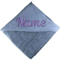 Elefantasie Kapuzenhandtuch Jeans Blau Bestickt Personalisiert Mit Namen