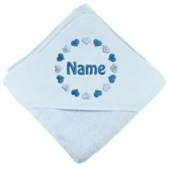 Elefantasie Kapuzenhandtuch Hellblau Bestickt Personalisiert Mit Namen