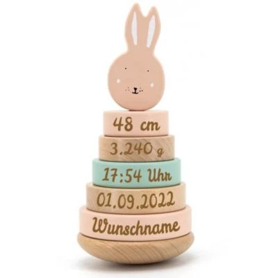 Elefantasie Stapelturm Holz Hase Mit Namen Graviert 1 Elefantasie Stapelturm Holz Hase Mit Namen Graviert