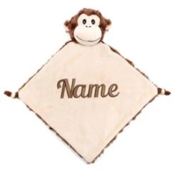 Elefantasie Schnuffeltuch Mit Name Bestickt Affe Braun