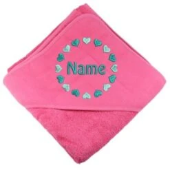Elefantasie Kapuzenhandtuch Pink Bestickt Personalisiert Mit Namen